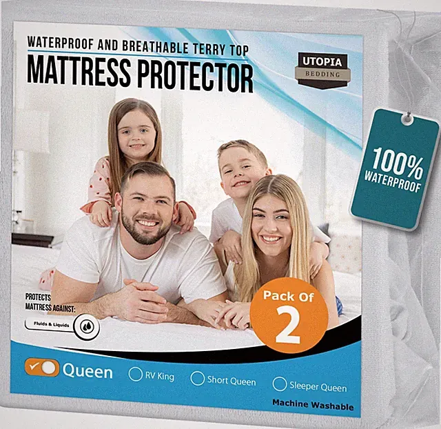 2 Pack** Utopia Bedding Waterproof Mattress Protector Queen 100 % Polyester