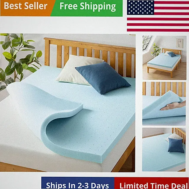 3 Inch Ventilated Memory Foam Mattress Topper, Cooling Gel Infusion, CertiPUR...