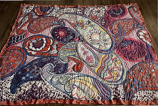 ANTHROPOLOGIE Reversible Padded Throw Blanket Bedspread Quilt TWIN Floral