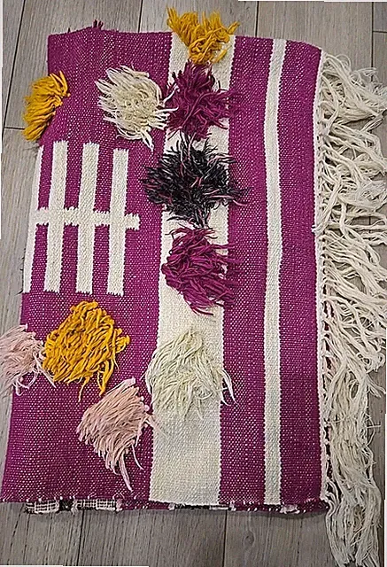 Anthropologie Woven Abstract Janet Throw Blanket Cotton 52x 60" Boho Funky EUC
