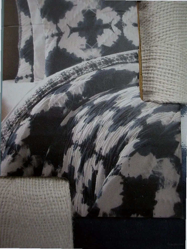 Artistic Accents Indigo Dying White Blue Abstract Floral Quilted Standard Shams