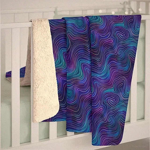 Blue Purple Swirl Sherpa Blanket Abstract Cozy Home Decor