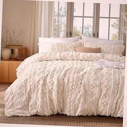 Boho Duvet Abstract King (104" x 90") 01 - Beige - Elegant (No Comforter)