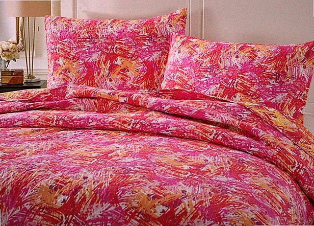 DaDa Bedding Vibrant Colorful Pink Red Yellow Lightweight Blanket Bedspread Set