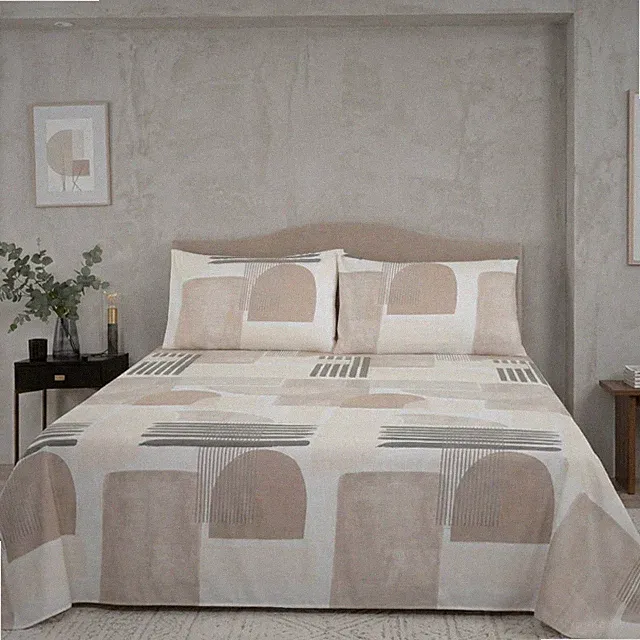 Double Bed Sheet Set 100% Cotton 150 TC Abstract Modern Neutral Soft Feel New
