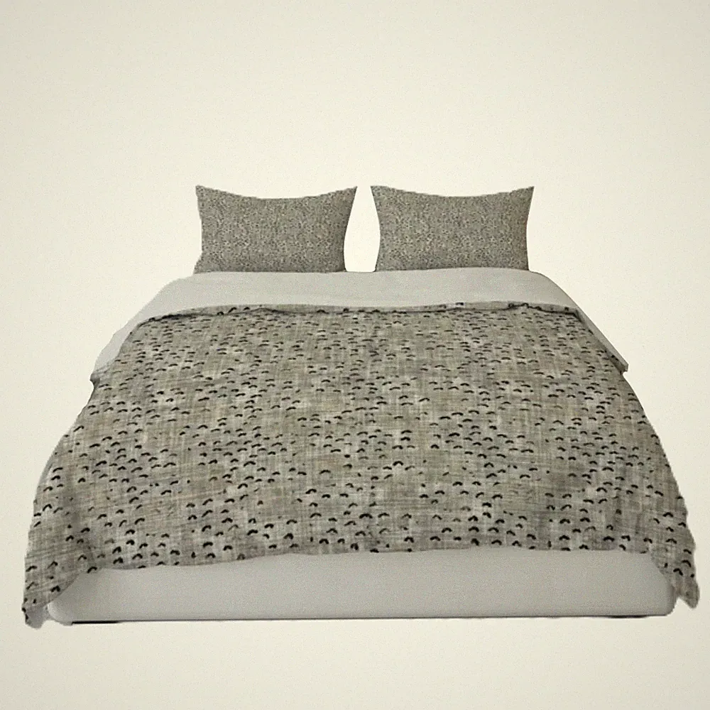 Heartbeat Studio 3 Piece Twill Abstract Duvet Cover Set- Black/Beige/Gray- King