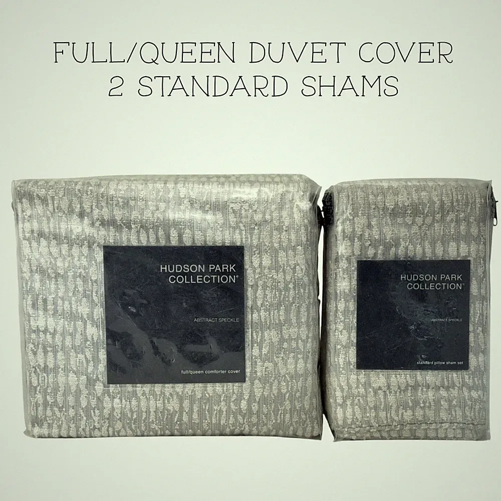 Hudson Park Abstract Speckle FULL / QUEEN Duvet Cover + 2 STANDARD Shams Set