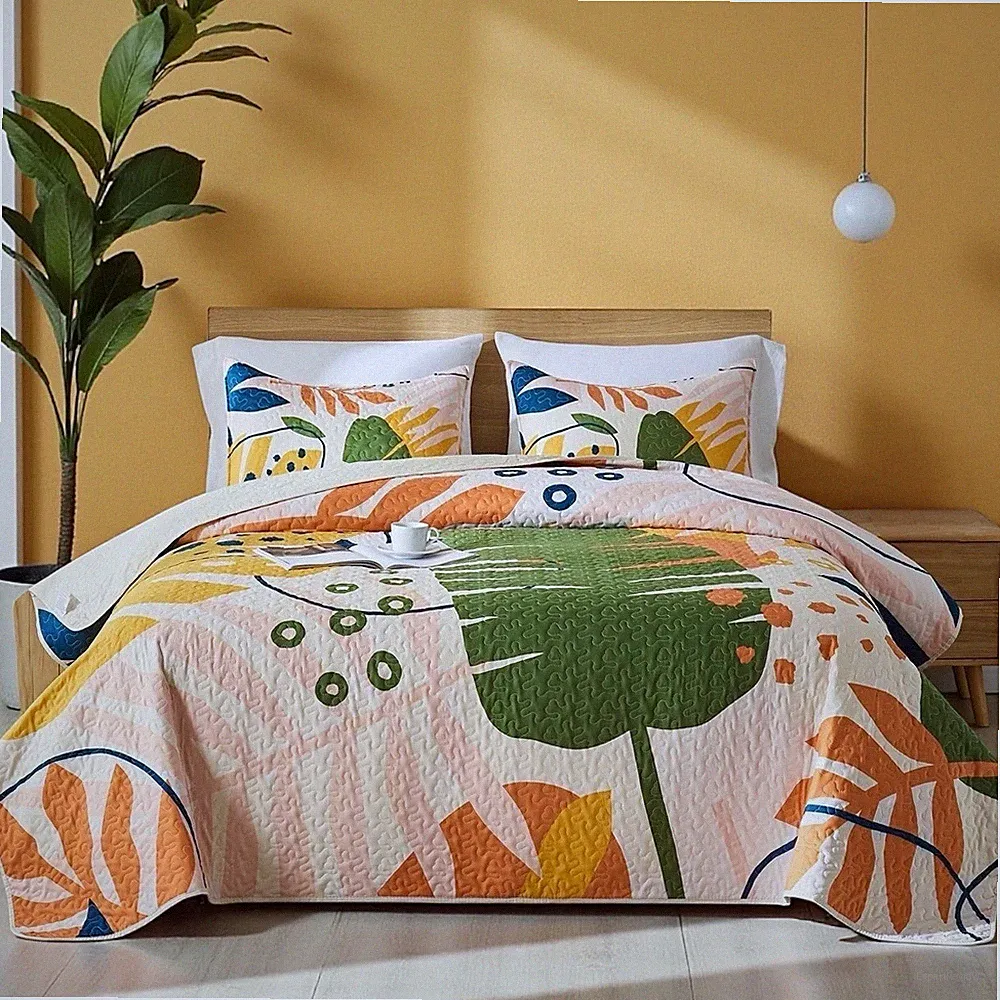 NEW Anthro Abstract Pattern Multicolor Boho Queen King Bedding Quilt & Sham Set
