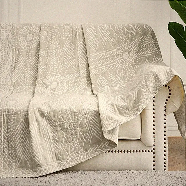 NEW Anthropologie Boho Knit Abstract Throw Blanket Bedspread Quilt - 80" x 60"
