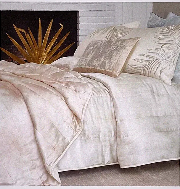 New Michael Aram Watercolor Print Textured 100% Silk Queen Quilt
