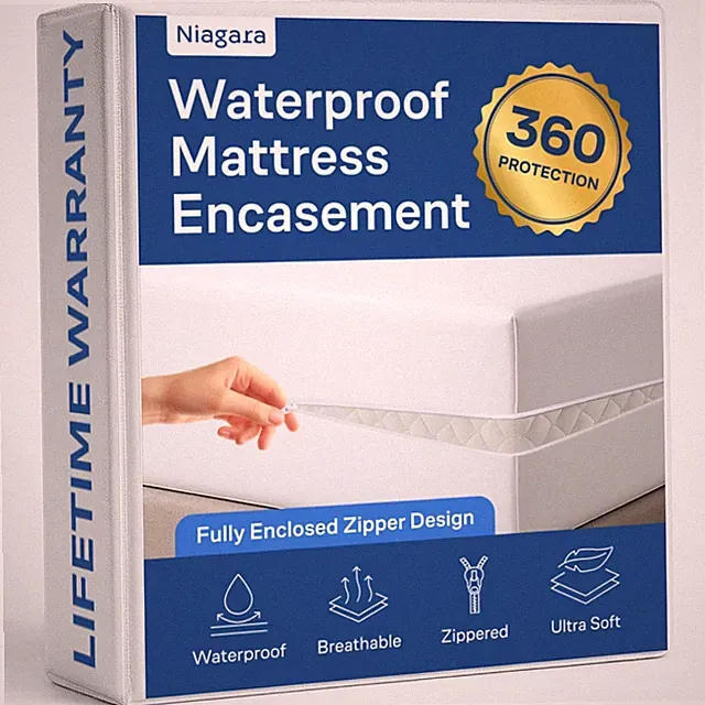 Niagara Waterproof Queen Mattress Pad 60x80 Zippered Noiseless Protection