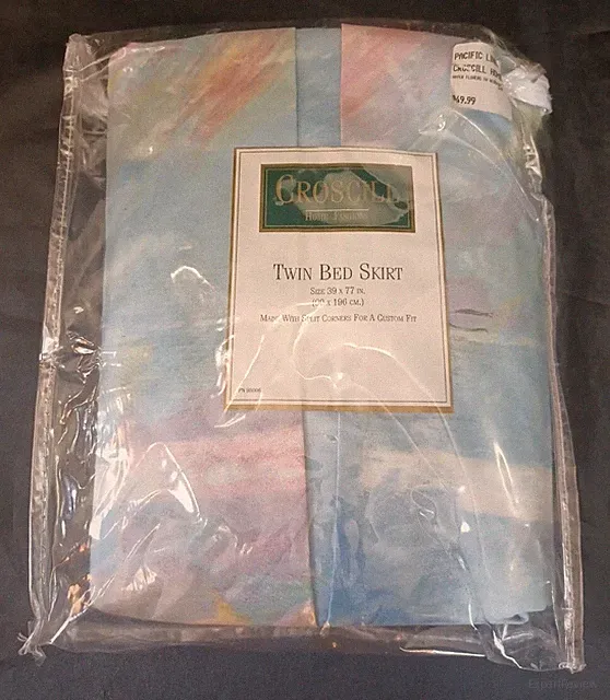 NOS Croscill abstract colorful water flowers Twin Bedskirt 14" drop kick pleat