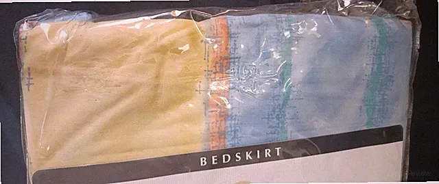NOS Crown crafted abstract yellow blue orange green Twin Bedskirt