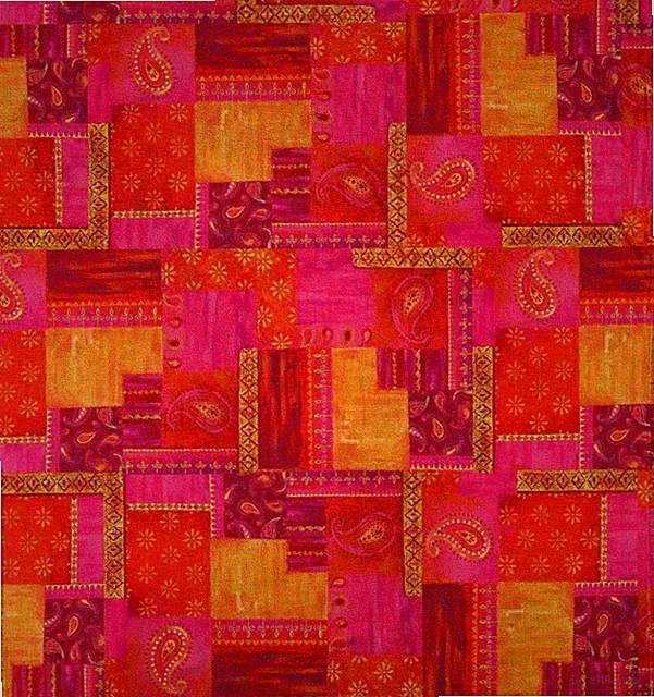 Orange Throw Blanket Abstract Patchwork Paisley Decorative Moroccan 50"x60"