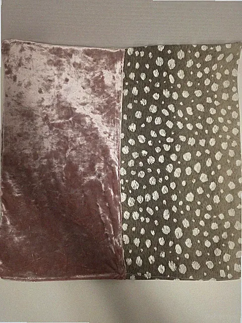 Pink Gray White Abstract Velvet Pillow Sham 16x16 handsewn set of 3