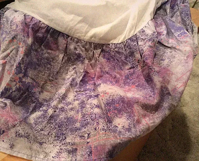 Platform top Queen size Bed skirt, Multi colored, 12" drop, Pre-owned