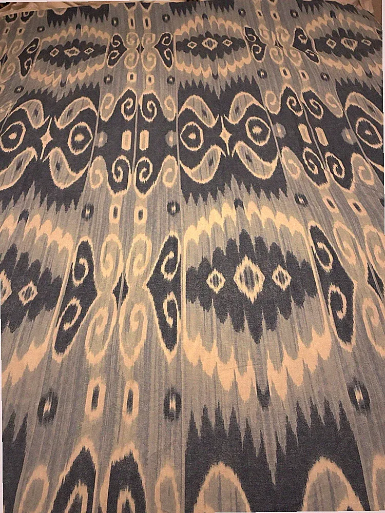 Pottery Barn Duvet Cover KING Blue White Cotton Abstract VINTAGE