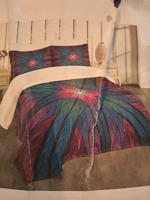 Premium queen size Polyester Quilted Bedspread Abstract Multicolor 88 x 104 in