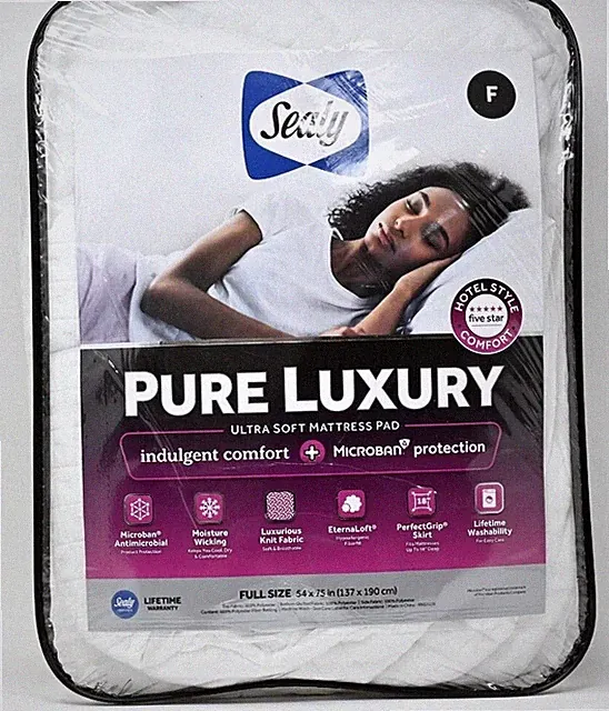 Sealy Pure Luxury Ultra Soft Mattress Pad, White - Full Size 54" x 75"