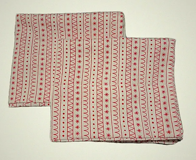 Set of 2 Red & White Abstract Print Pillowcases 19 X 30 Standard/ Queen