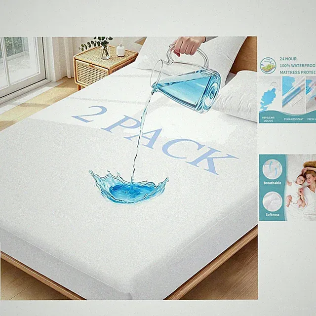 Soft Breathable Full Mattress Protectors - Waterproof & Machine Washable Duo