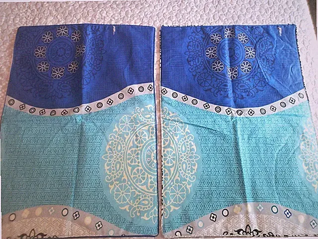 Thangloi Pair Teal & White Floral Abstract Standard Pillow Shams 20x28"