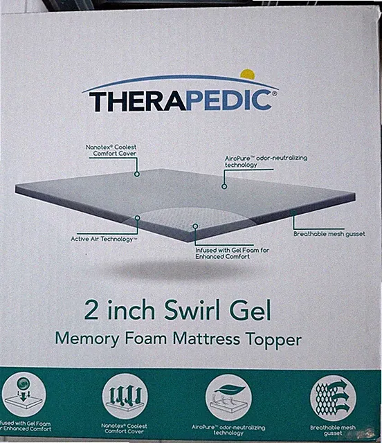 Therapedic - 2 Inch Swirl Gel Memory Foam Mattress Topper TWIN 75 L x 39 W.