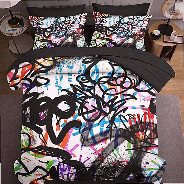 Urban Modern 7-Pc Queen Comforter Set with Pillowcases & Shams, Graffiti Design
