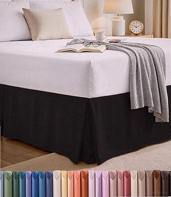 Utopia Bedding Full Bed Skirt - Soft Quadruple Pleated Ruffle - Full, Black