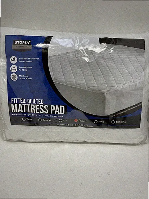 Utopia Bedding Queen Size Quilted Fitted Mattress Pad - White Open Package New