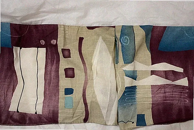 Vintage Dan River Bedskirt King Geometric Abstract 13" Drop Pleated 80's 90's