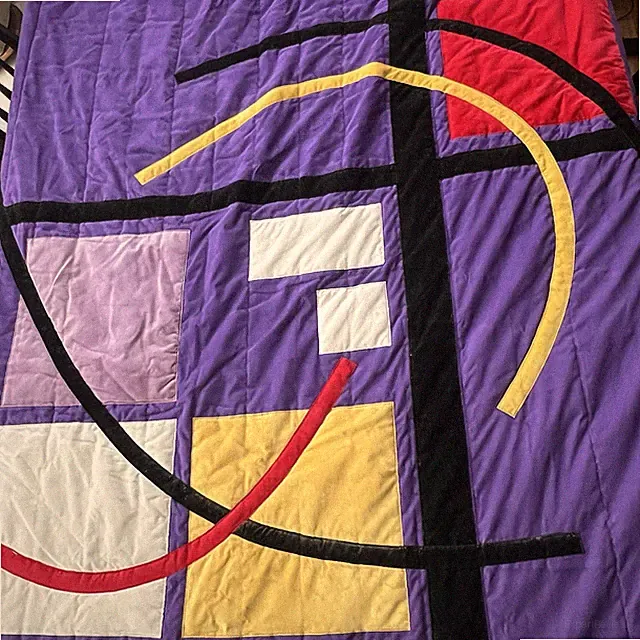 Vintage Retro Quilt Fitted Bedspread Queen Memphis Abstract 90s Geometric