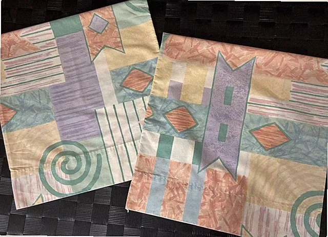 Vintage Stevens 2 King Size Abstract Geometric Pillowcases~No-Iron Cotton Blend