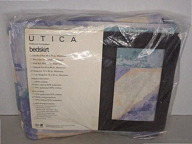 Vintage Utica King Bed Skirt 78" X 80" Mattress Color Splash USA Made
